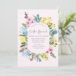Convite Aquarela, Felz pascoa de quadro floral, Brunch
