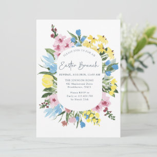 Convite Aquarela, Felz pascoa de quadro floral, Brunch
