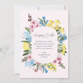 Convite Aquarela, Felz pascoa de quadro floral, placa rosa