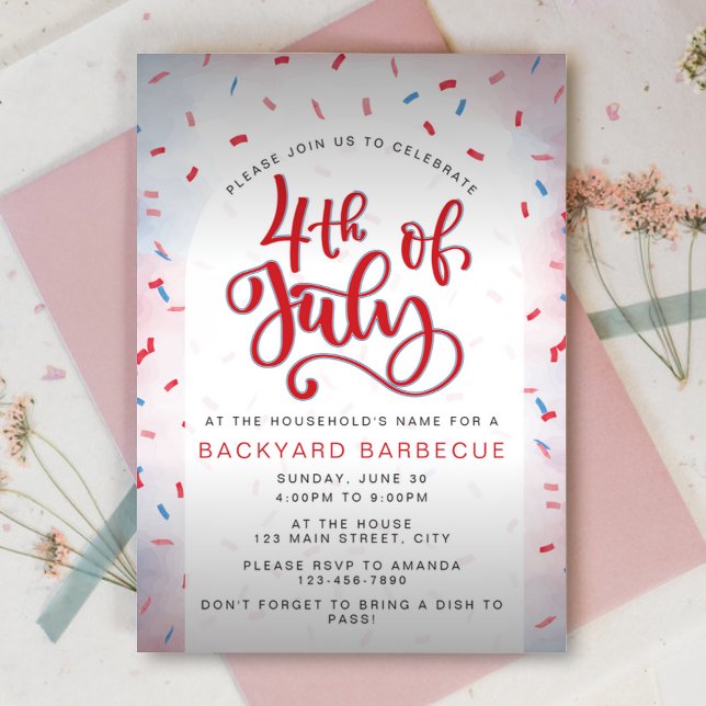 Convite Aquarela Festa do 4 de Julho Vermelho e Azul (Criador carregado)