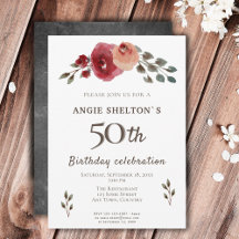 Aquarela Flor Rosa Floral 50º Aniversário