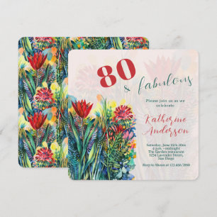 Convite Aquarela Floral – 80 e Fabuloso Aniversário