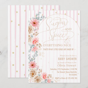 Convite Aquarela Floral Açúcar e especiarias Chás de bebê