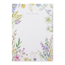 Aquarela Floral aviso de data de casamento