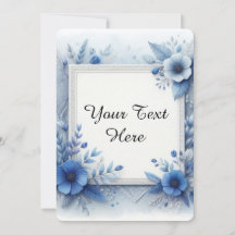 Aquarela Floral Azul com Acentos Elegantes