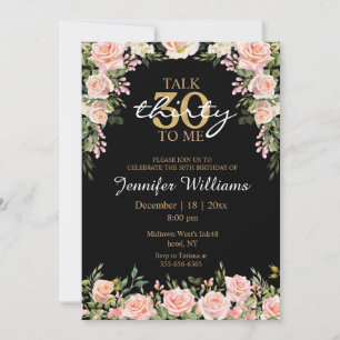 Convite aquarela floral beijo rosa 30 anos preto