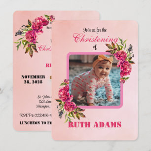 Convite Aquarela Floral Blush Cristal Rosa