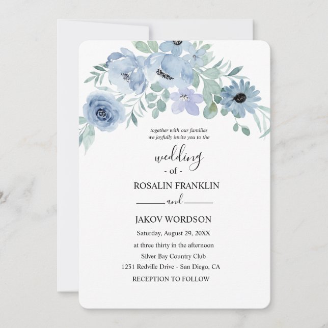 Convite aquarela floral casamento  (Frente)