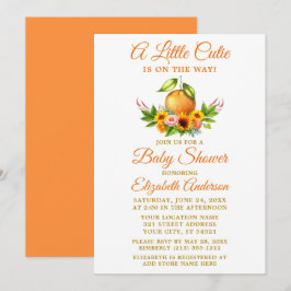 Convite Aquarela Floral Chá de fraldas Laranja Pequeno Cut