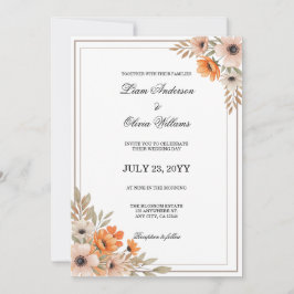 Convite Aquarela Floral de Flor de Pessegueiro Casamento