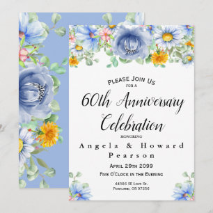 Convite Aquarela Floral Eucalipto 60º Aniversário