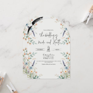 Convite Aquarela Floral Flores Silvestres Casamento de Pri