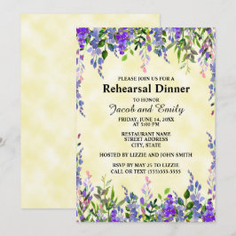 Convite Aquarela Floral Lavanda Amarelo Ensaio de Casament
