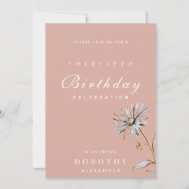 Convite Aquarela Floral Moderno Elegante Aniversário Adult