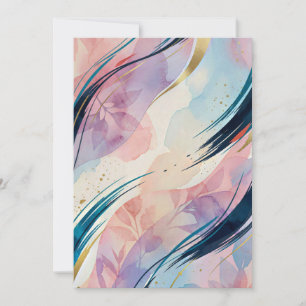 Convite Aquarela Floral Pastel Abstrata Fluida