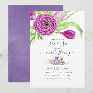 Convite Aquarela Floral Primavera Sip e Veja