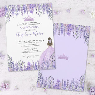 Convite Aquarela Floral Roxo Quinceañera