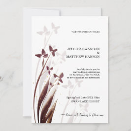 Convite Aquarela Floral Selvagem & Manchada de Vinho