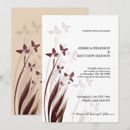 Convite Aquarela Floral Selvagem & Manchada de Vinho