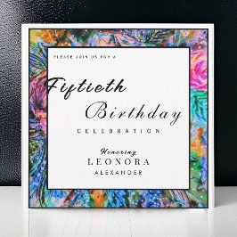 Convite Aquarela Flores Artísticas Qualquer Festa de anive