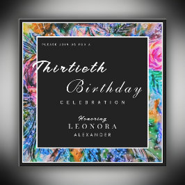 Convite Aquarela Flores Artísticas Qualquer Festa de anive