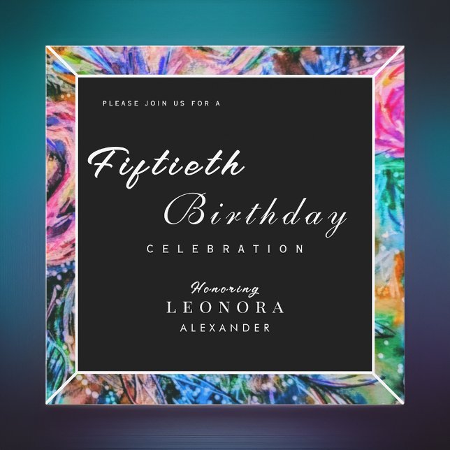 Convite Aquarela Flores Artísticas Qualquer Festa de anive (Criador carregado)