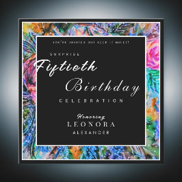 Convite Aquarela Flores Artísticas Qualquer Surpresa Anive