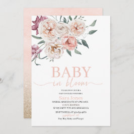 Convite Aquarela Flores Bebê em Chá de fraldas