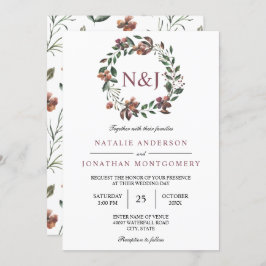 Convite aquarela flores florais elegantes