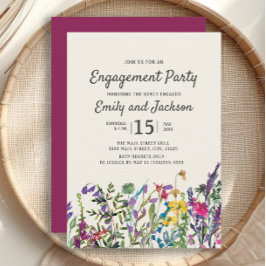 Convite Aquarela Flores Florais Noivado Roxo