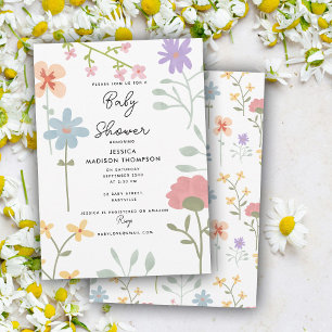 Convite Aquarela Flores Flóridas Chá de fraldas