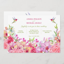 Convite Aquarela Flores Orquídeas Casamento de jardim de a