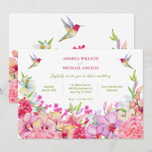 Convite Aquarela Flores Orquídeas Casamento de jardim de a
