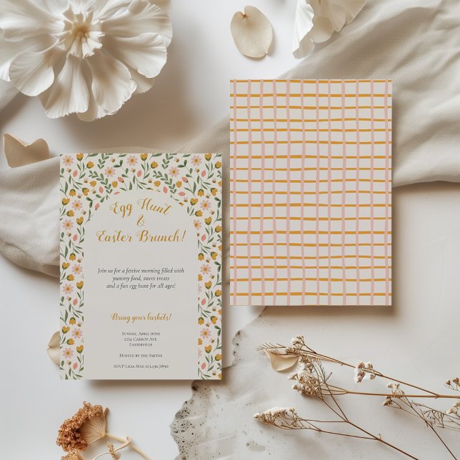 Convite Aquarela Flores Primavera Brunch de Páscoa Caça ao (Criador carregado)