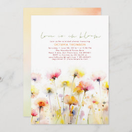 Convite Aquarela Flores Selvagens Elegante Chá de panela B