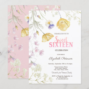 Convite Aquarela Flores Silvestres Doce 16
