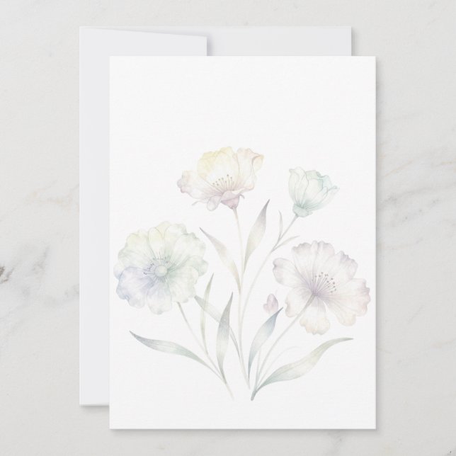 Convite Aquarela Flores Silvestres Pastel Suave Graça (Frente)