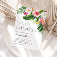 Aquarela Flores Tropicais Festa de aniversário de