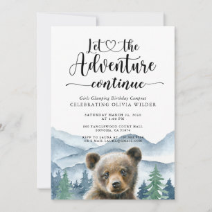 Convite Aquarela Floresta Montanha Meninas Glamping Aniver