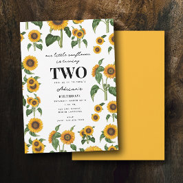 Convite Aquarela Folhagem Botânica de Girassol Aniversário