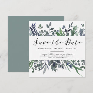 Convite Aquarela Folhagem   Casamento Salve a Data