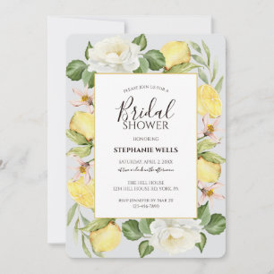 Convite Aquarela folhagem floral limão