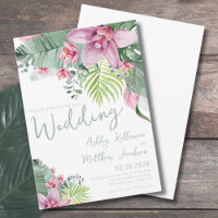 Aquarela Folhagem Flores Tropicais Casamento
