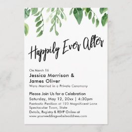 Convite Aquarela Folhagem Letra À Mão Felizes Para Sempre