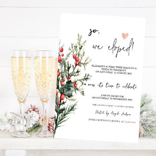 Convite Aquarela Folhas de Azevinho Casamento Furtivo
