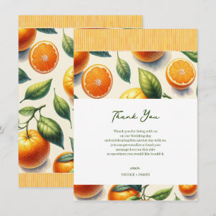 Convite Aquarela Folhas de Laranja Cítrica Agradecimento d