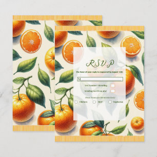Convite Aquarela Folhas de Laranja Cítrica Resposta Casame