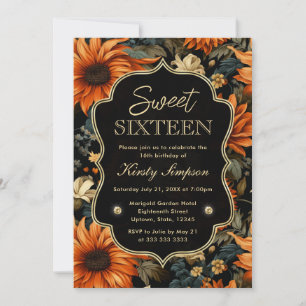 Convite Aquarela Folhas de Outono Laranja Marrom Sweet Six