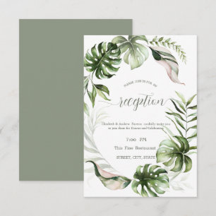 Convite Aquarela Folhas Tropicais Verdejante 