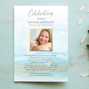 Convite Aquarela Foto de Celebração de Vida na Praia Areno